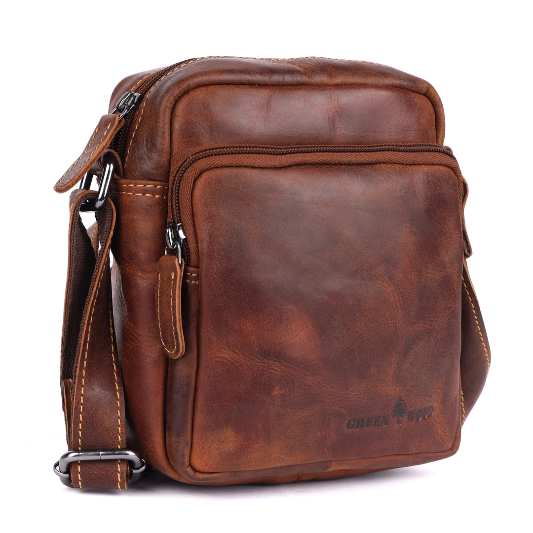 Hudson Mini Classic Leather Crossbody Unisex Bag - Greenwood Leather