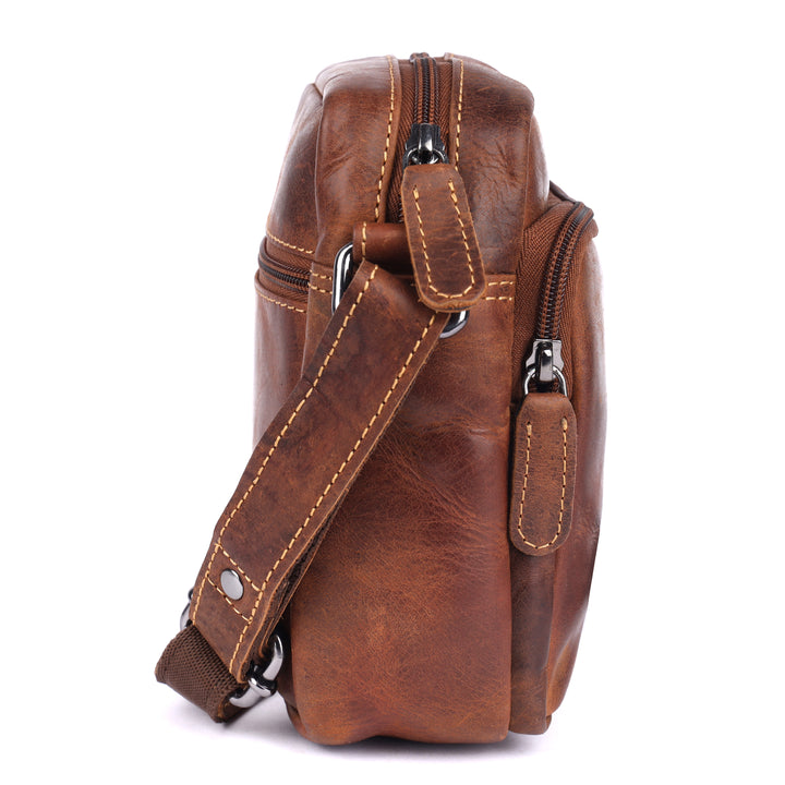 Hudson Mini Classic Leather Crossbody Unisex Bag - Greenwood Leather