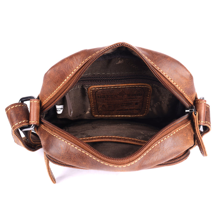 Hudson Mini Classic Leather Crossbody Unisex Bag - Greenwood Leather