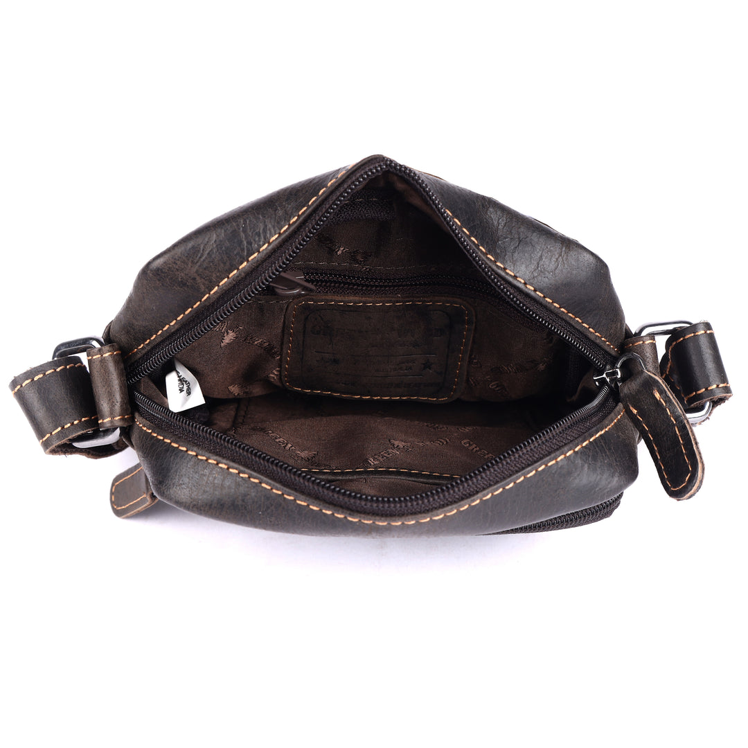 Hudson Mini Classic Leather Crossbody Unisex Bag - Greenwood Leather