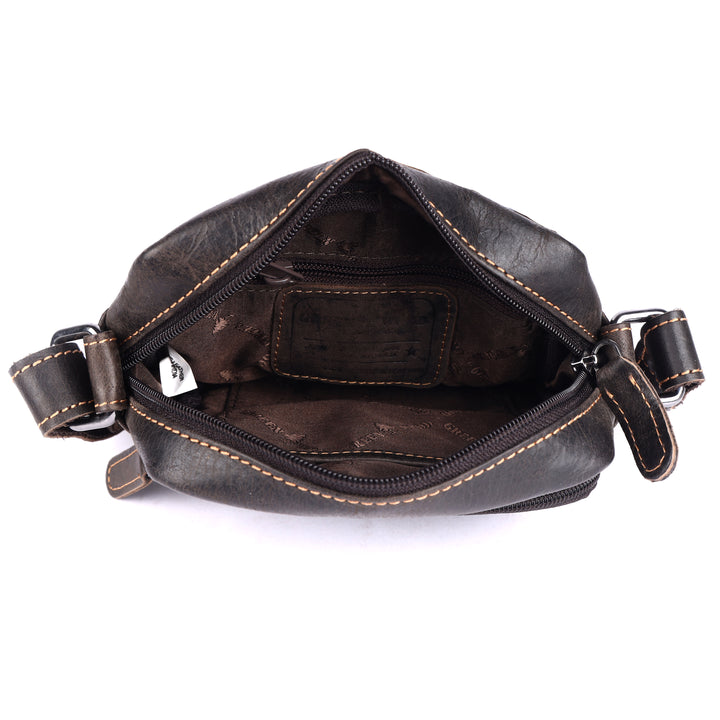 Hudson Mini Classic Leather Crossbody Unisex Bag - Greenwood Leather