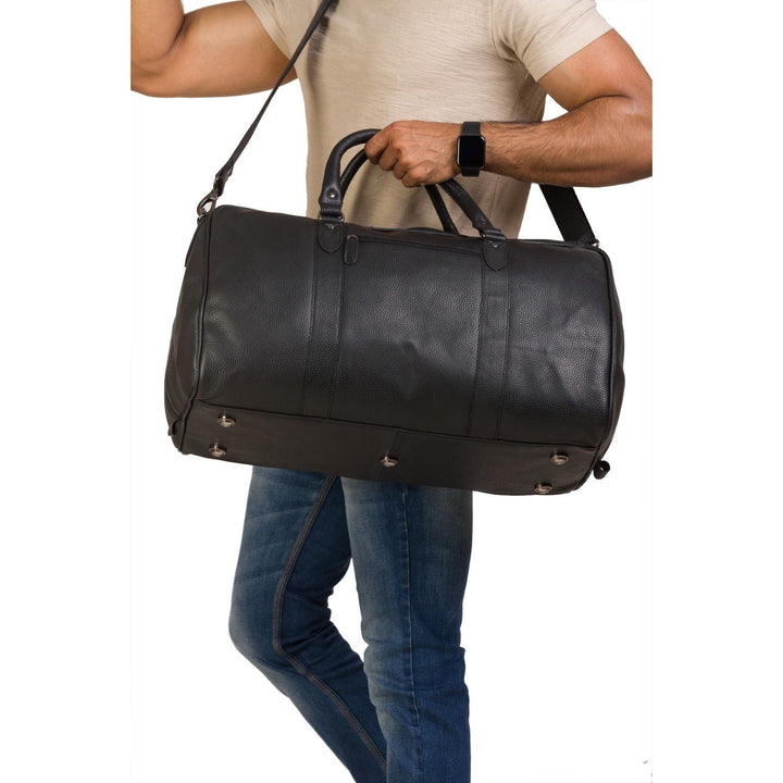 Leather Overnight Travel Bag Wilson  - Black - Greenwood Leather