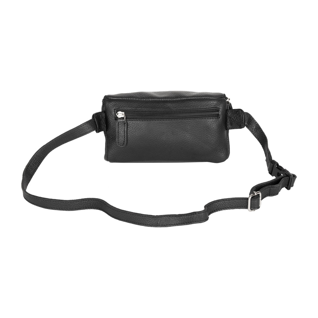 Everett Leather Belt Bag – Compact Crossbody Waist Pack - Black - Greenwood Leather