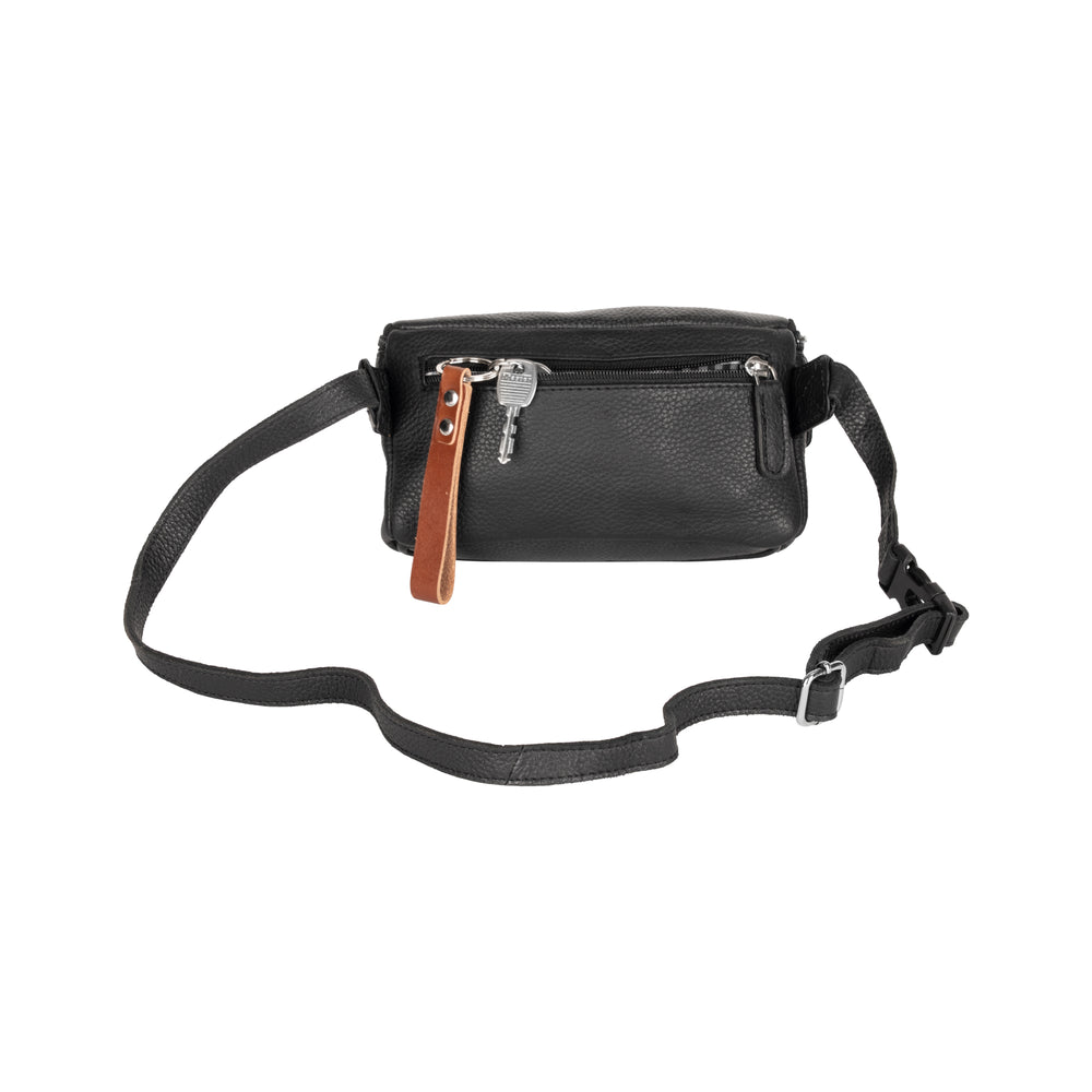 Everett Leather Belt Bag – Compact Crossbody Waist Pack - Black - Greenwood Leather
