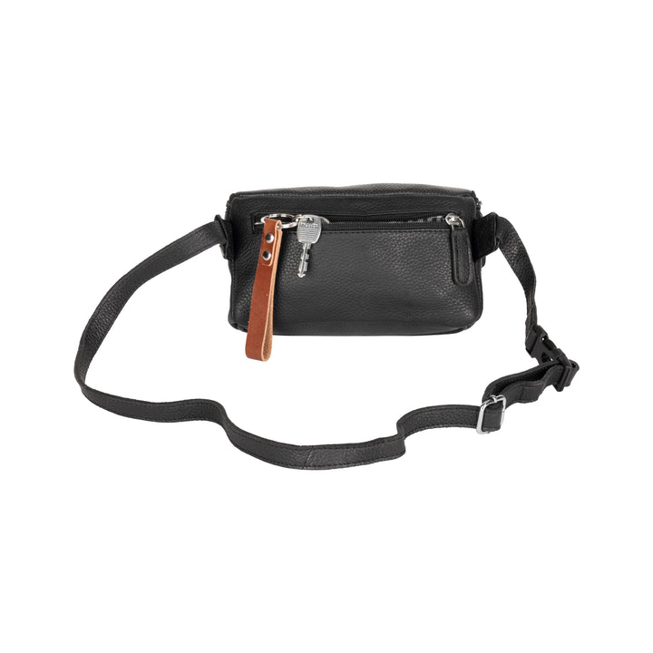 Everett Leather Belt Bag – Compact Crossbody Waist Pack - Black - Greenwood Leather