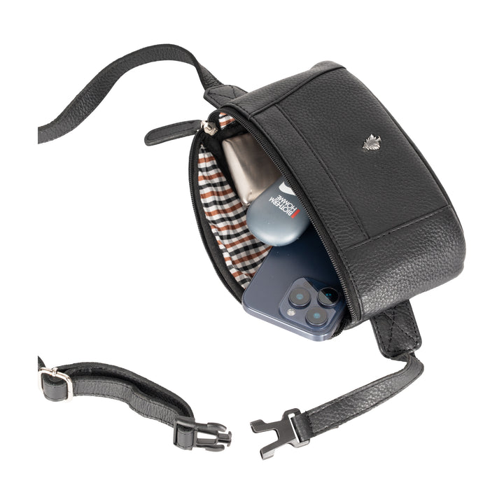Everett Leather Belt Bag – Compact Crossbody Waist Pack - Black - Greenwood Leather