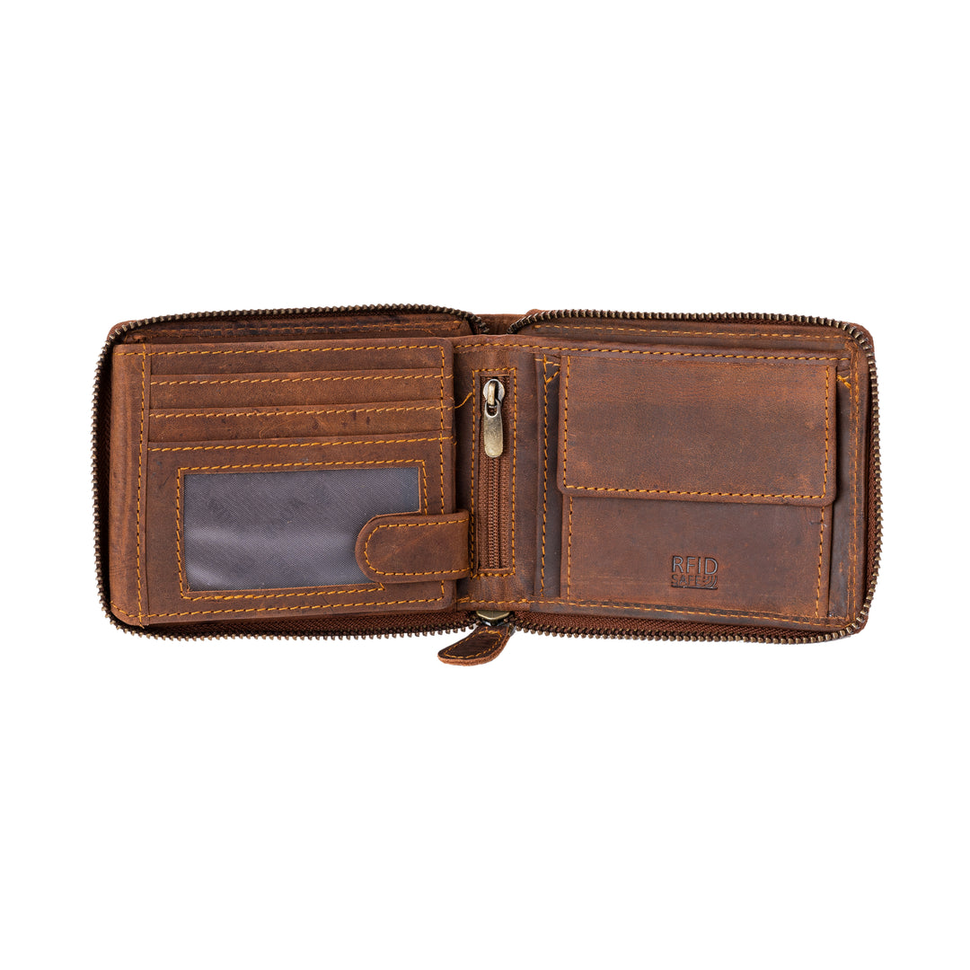 RFID wallet - Zip Around Wallet Buffalo - Sandal - Greenwood Leather