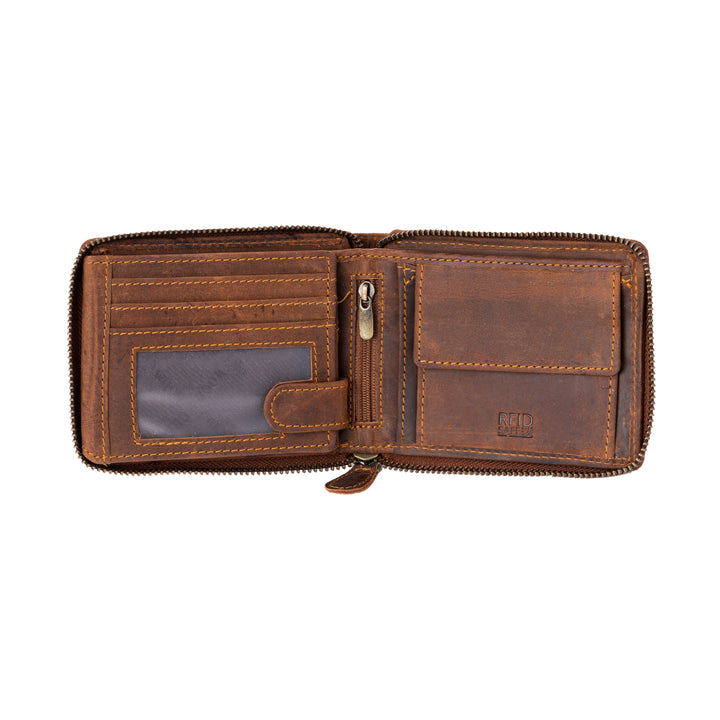 RFID wallet - Zip Around Wallet Buffalo - Sandal - Greenwood Leather