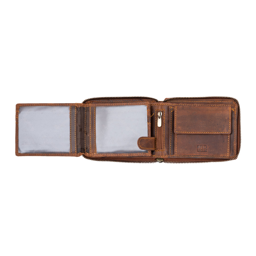 RFID wallet - Zip Around Wallet Buffalo - Sandal - Greenwood Leather