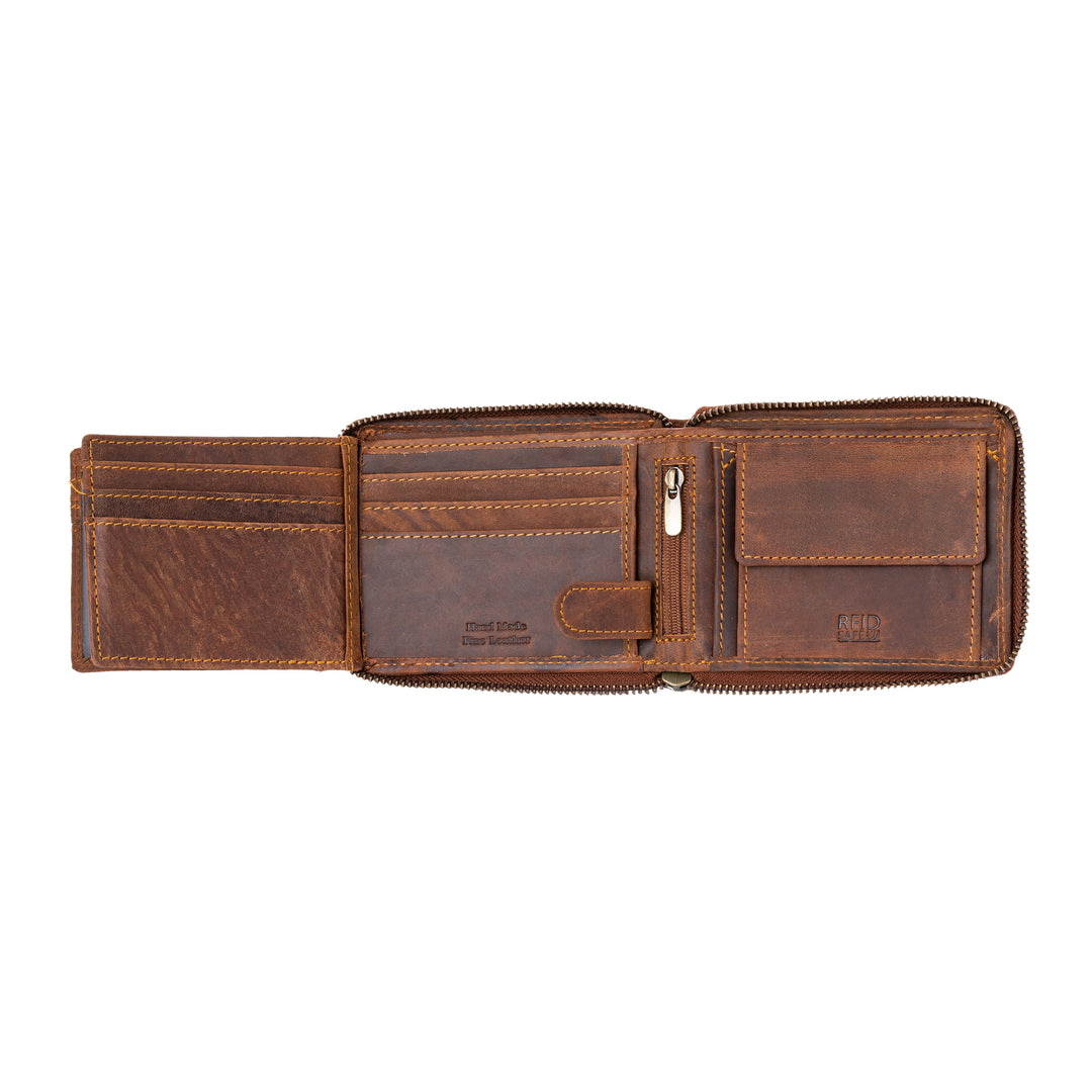 RFID wallet - Zip Around Wallet Buffalo - Sandal - Greenwood Leather