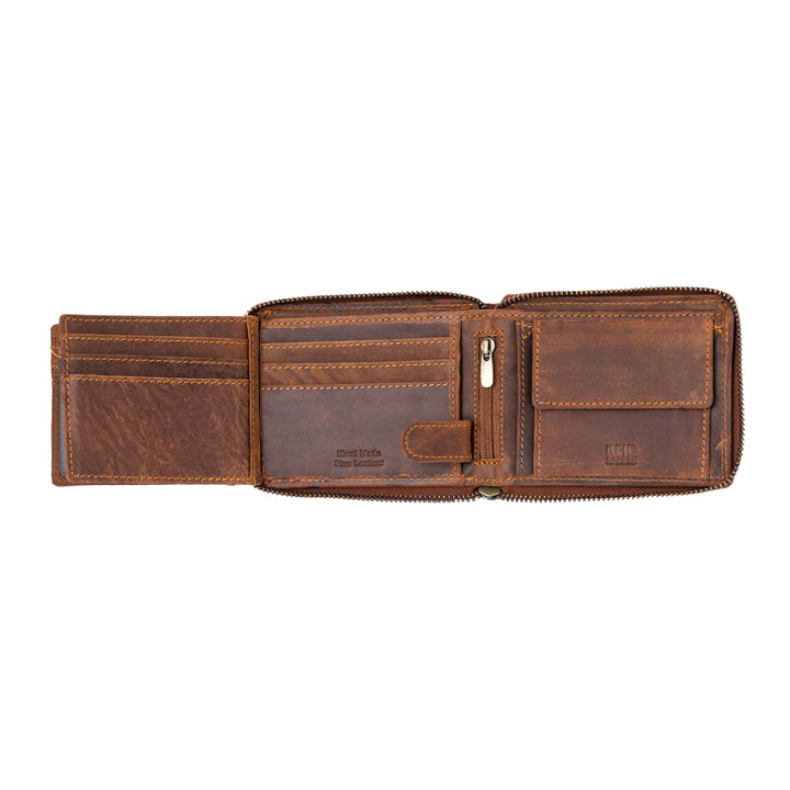 RFID wallet - Zip Around Wallet Buffalo - Sandal - Greenwood Leather