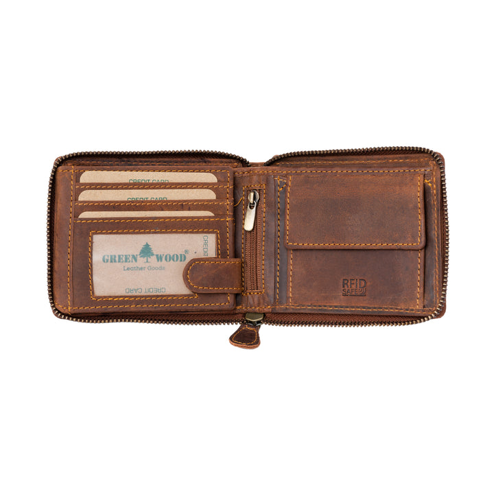 RFID wallet - Zip Around Wallet Buffalo - Sandal - Greenwood Leather