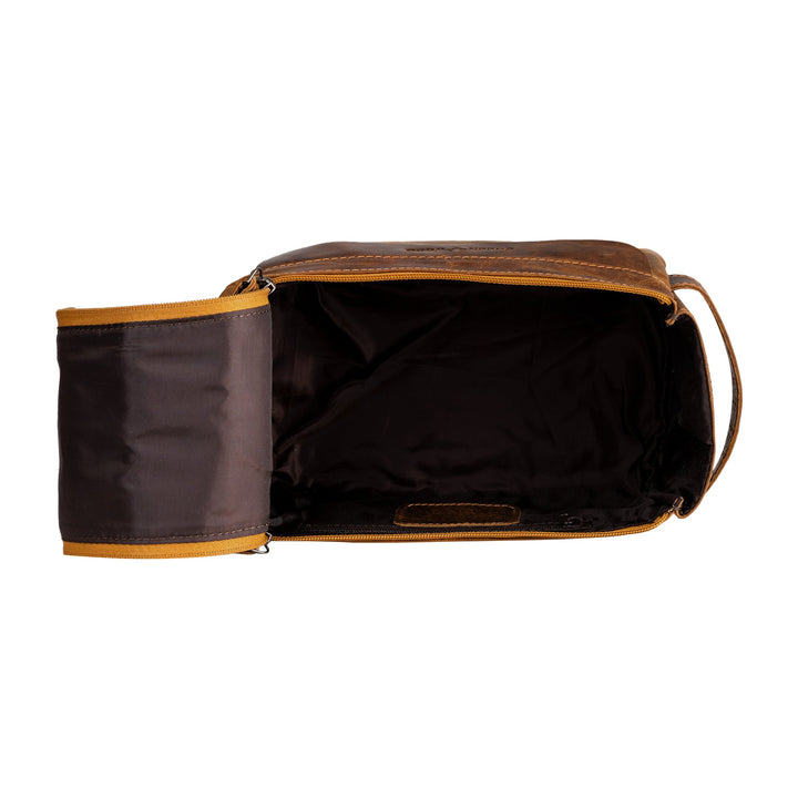 Leather Travel Wash Bag Calgary Camel - Greenwood Leather