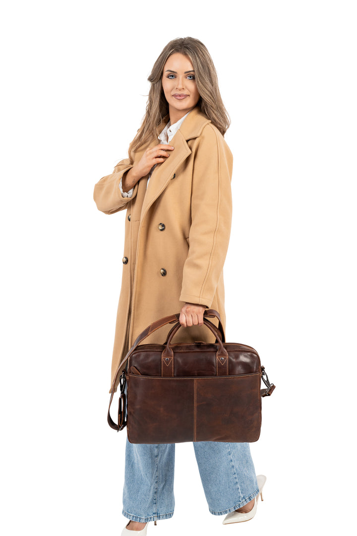 Regent Full-Grain Leather Laptop Bag - 16" Business Briefcase - Greenwood Leather