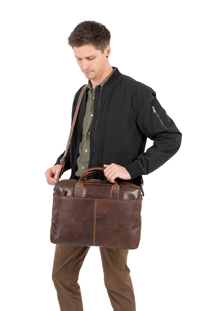 Regent Full-Grain Leather Laptop Bag - 16" Business Briefcase - Greenwood Leather