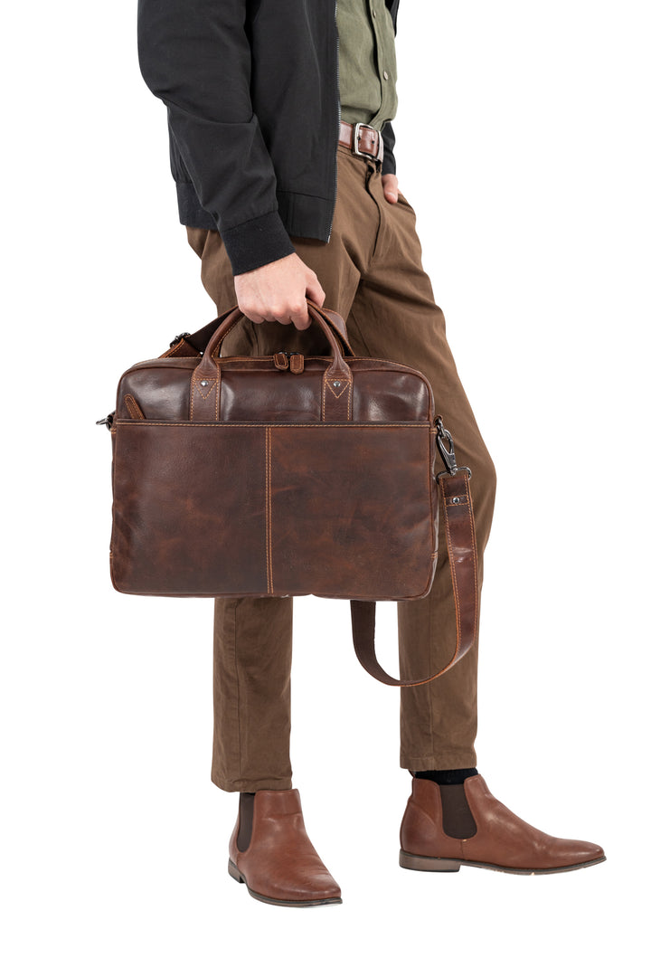 Regent Full-Grain Leather Laptop Bag - 16" Business Briefcase - Greenwood Leather