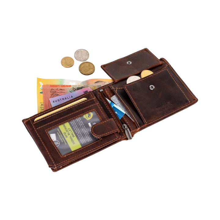 Greenwood Leather “Harvey” RFID Blocking Leather Wallet – Premium Full Grain Men’s Bifold Wallet with Coin Pocket - Greenwood Leather