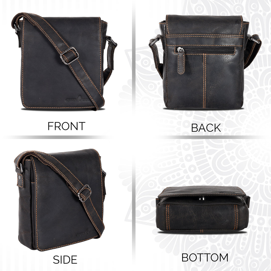 Leather Shoulder Bag Luna - Brown - Greenwood Leather