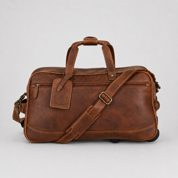 Leather Wheeled Duffel Bag Boston - Greenwood Leather