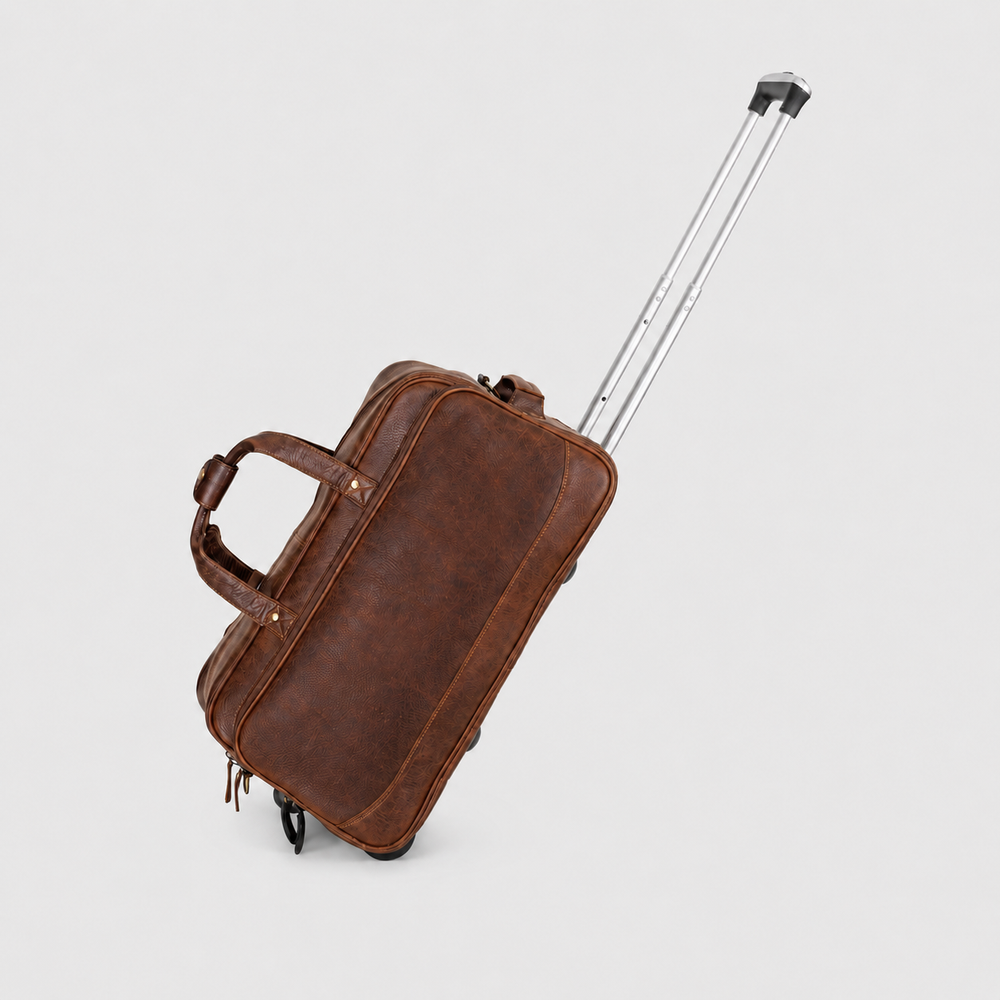 Leather Wheeled Duffel Bag Boston - Greenwood Leather
