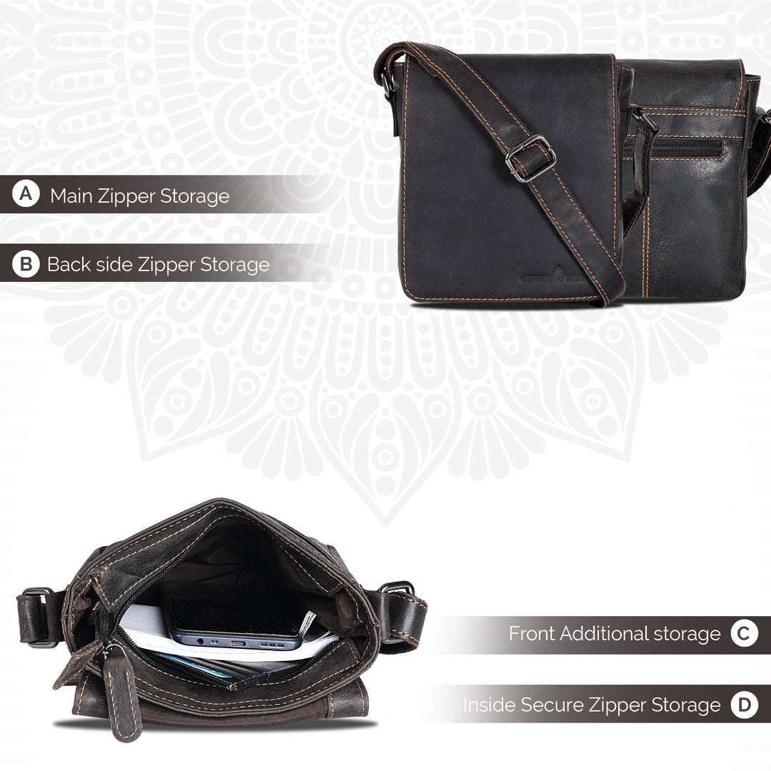 Leather Shoulder Bag Luna - Brown - Greenwood Leather