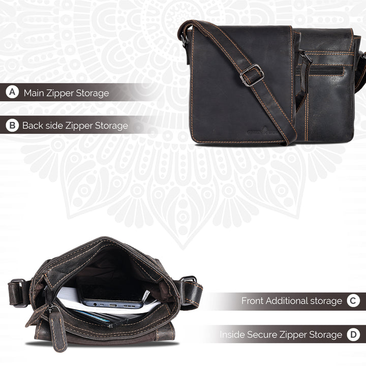 Leather Shoulder Bag Luna - Brown - Greenwood Leather