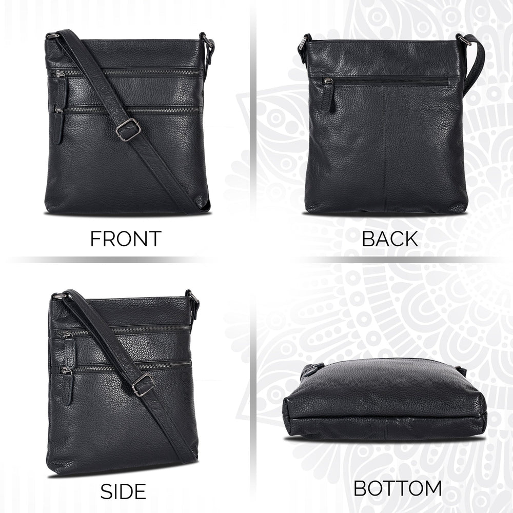 Leather Crossbody Purse Ottawa - Black - Greenwood Leather