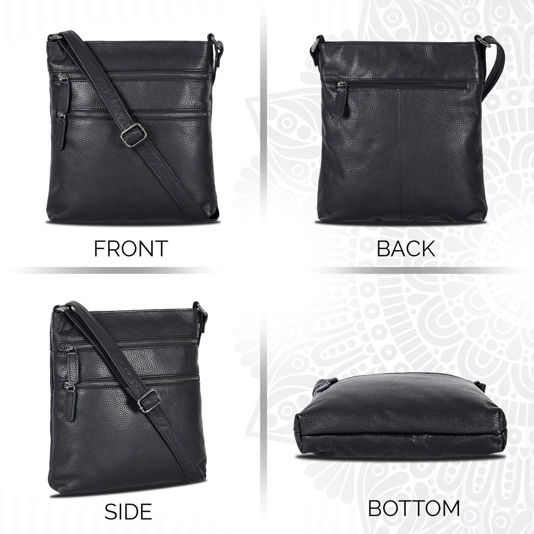 Leather Crossbody Purse Ottawa - Black - Greenwood Leather