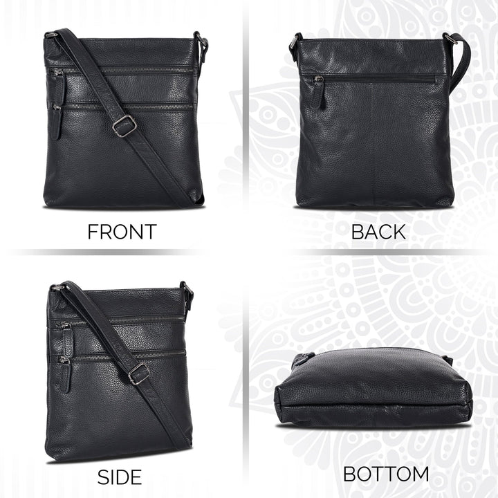 Leather Crossbody Purse Ottawa - Black - Greenwood Leather