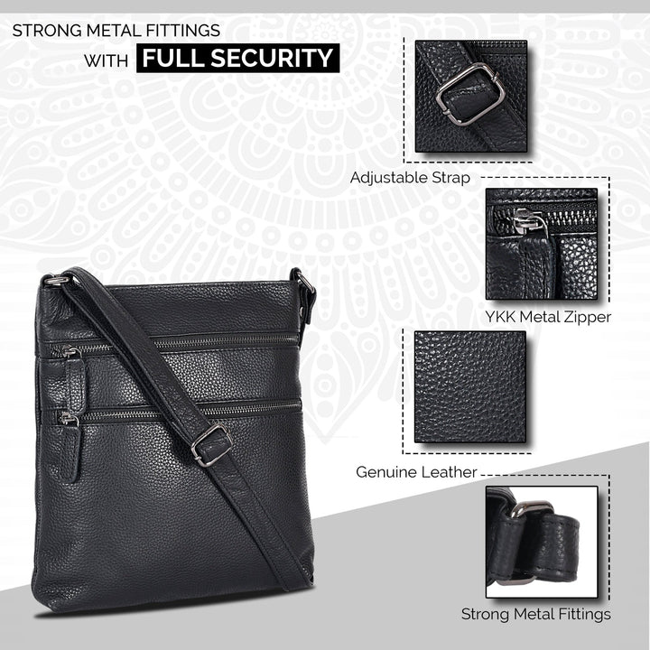 Leather Crossbody Purse Ottawa - Black - Greenwood Leather