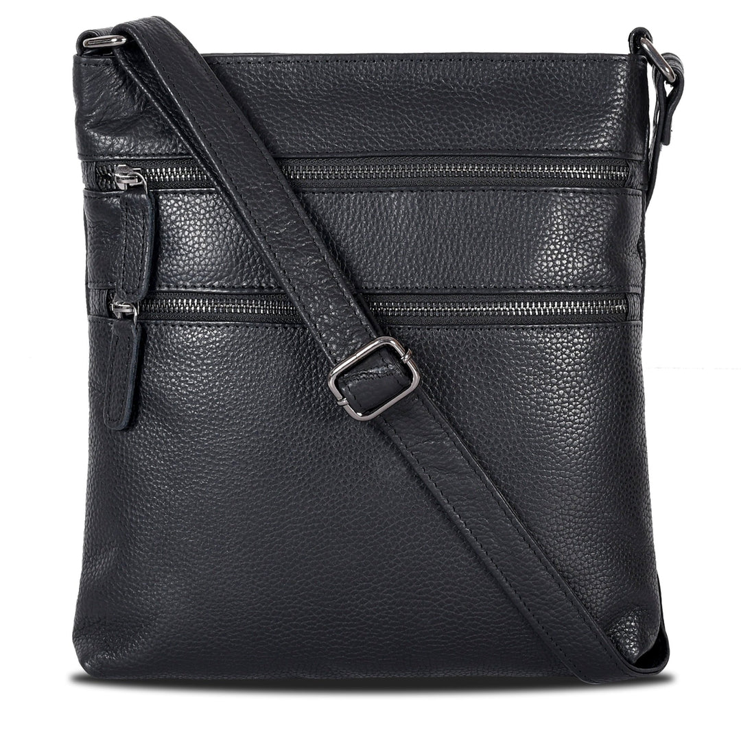 Leather Crossbody Purse Ottawa - Black - Greenwood Leather