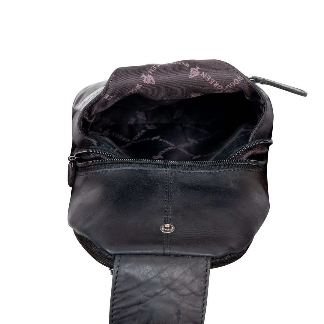 Greenwood Leather “Ranger” Sling Bag in Sandal – Genuine Distressed Leather Crossbody Chest Bag for Travel & Everyday Use - Greenwood Leather