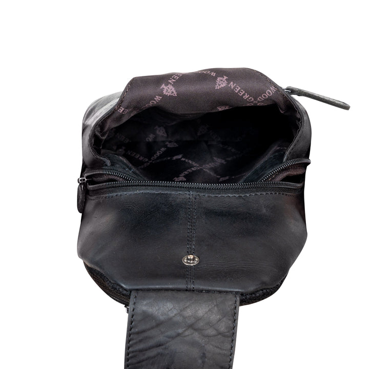 Greenwood Leather “Ranger” Sling Bag in Sandal – Genuine Distressed Leather Crossbody Chest Bag for Travel & Everyday Use - Greenwood Leather
