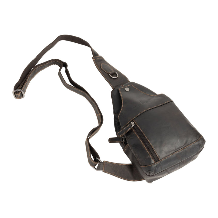 Greenwood Leather “Ranger” Sling Bag in Sandal – Genuine Distressed Leather Crossbody Chest Bag for Travel & Everyday Use - Greenwood Leather
