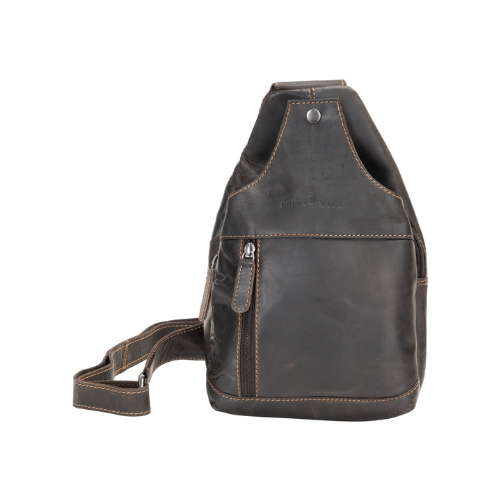 Greenwood Leather “Ranger” Sling Bag in Sandal – Genuine Distressed Leather Crossbody Chest Bag for Travel & Everyday Use - Greenwood Leather