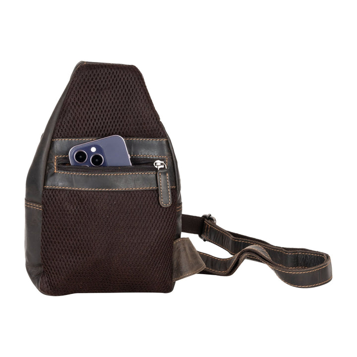 Greenwood Leather “Ranger” Sling Bag in Sandal – Genuine Distressed Leather Crossbody Chest Bag for Travel & Everyday Use - Greenwood Leather