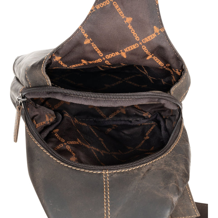 Greenwood Leather “Ranger” Sling Bag in Sandal – Genuine Distressed Leather Crossbody Chest Bag for Travel & Everyday Use - Greenwood Leather