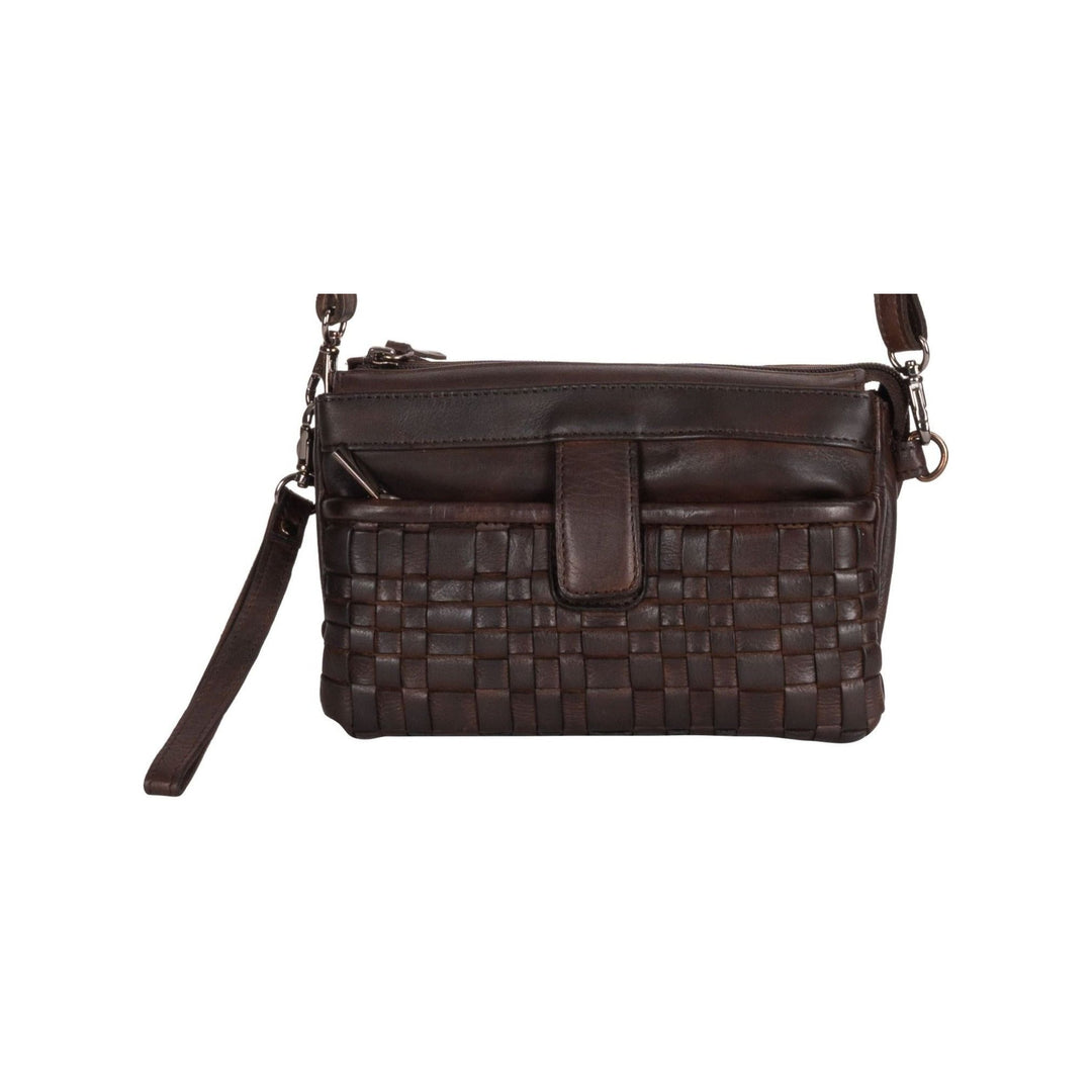 Greenwood Leather “Cherry” Woven Leather Phone Sling Bag & Clutch – Multi-Compartment Ladies Crossbody Travel Purse - Greenwood Leather