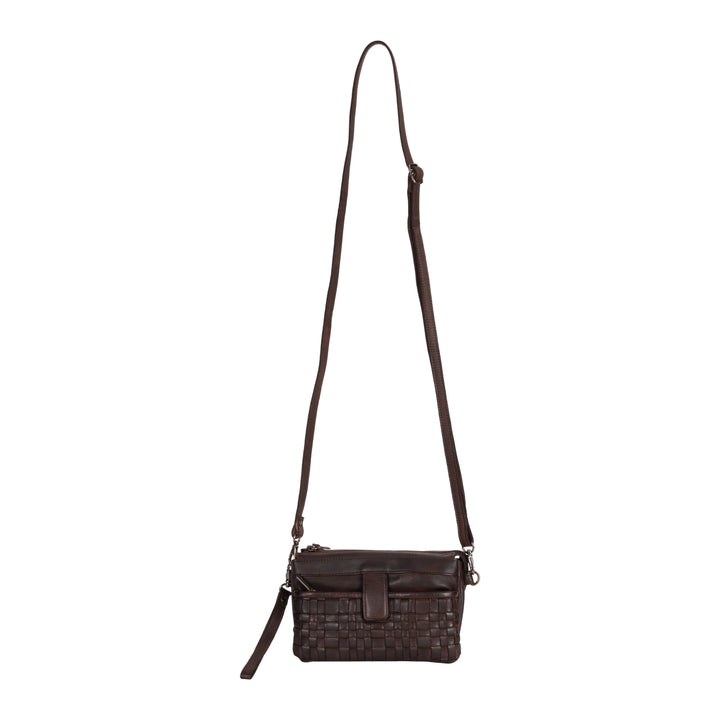 Greenwood Leather “Cherry” Woven Leather Phone Sling Bag & Clutch – Multi-Compartment Ladies Crossbody Travel Purse - Greenwood Leather