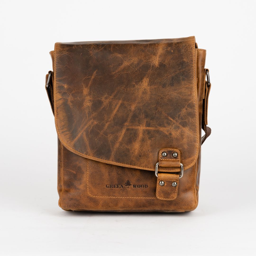 Leather Shoulder Bag Kingston - Genuine Full-Grain Leather Crossbody Shoulder Bag - Greenwood Leather
