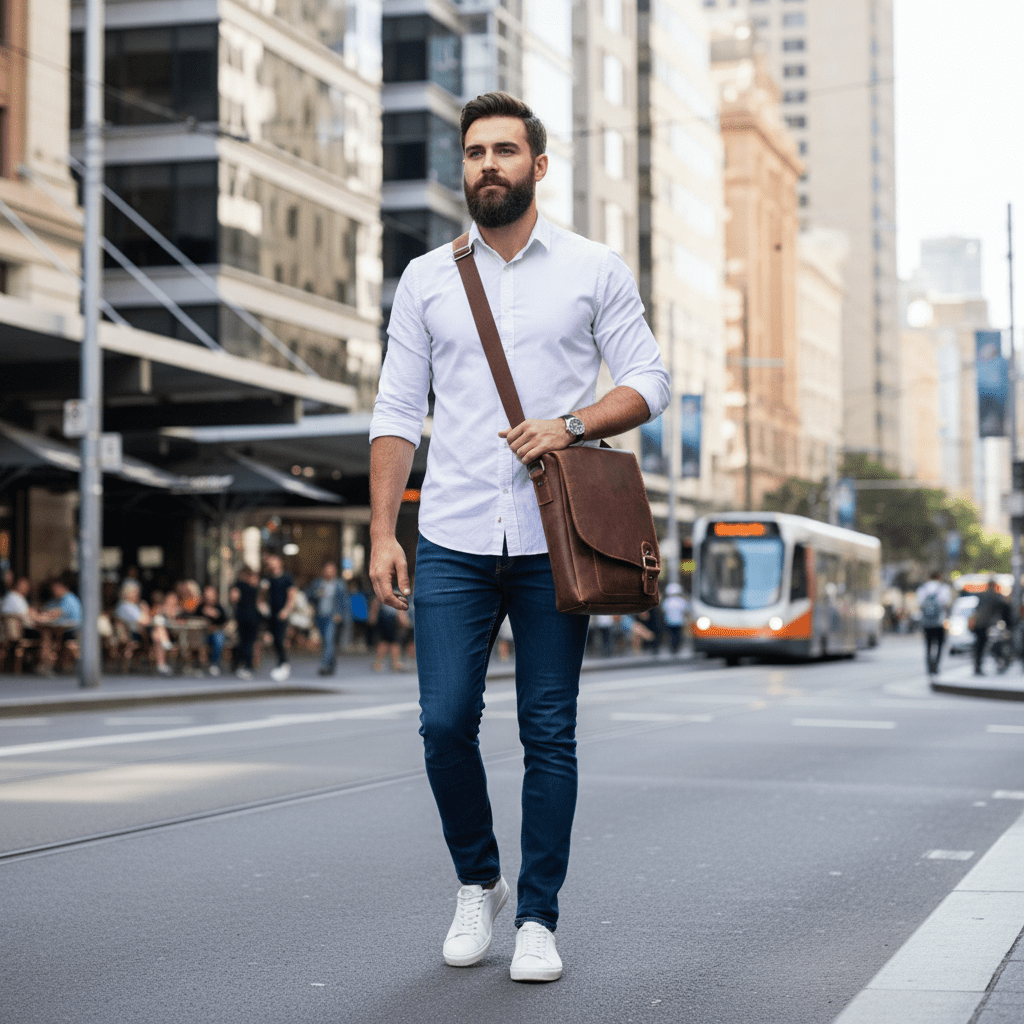 Leather Shoulder Bag Kingston - Genuine Full-Grain Leather Crossbody Shoulder Bag - Greenwood Leather