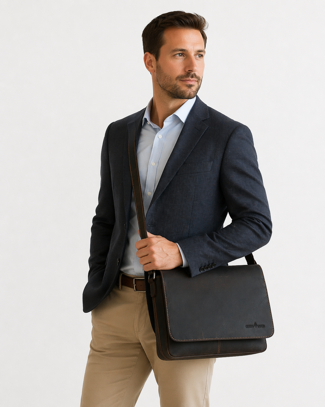 Smart Messenger Steven 13" - Brown - Greenwood Leather