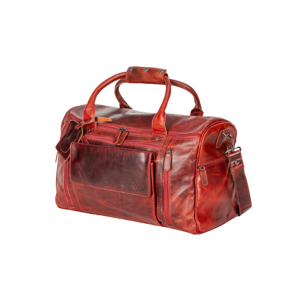 Leather Travel Bag Large - Casual Vintage Look Cherry - Greenwood Leather