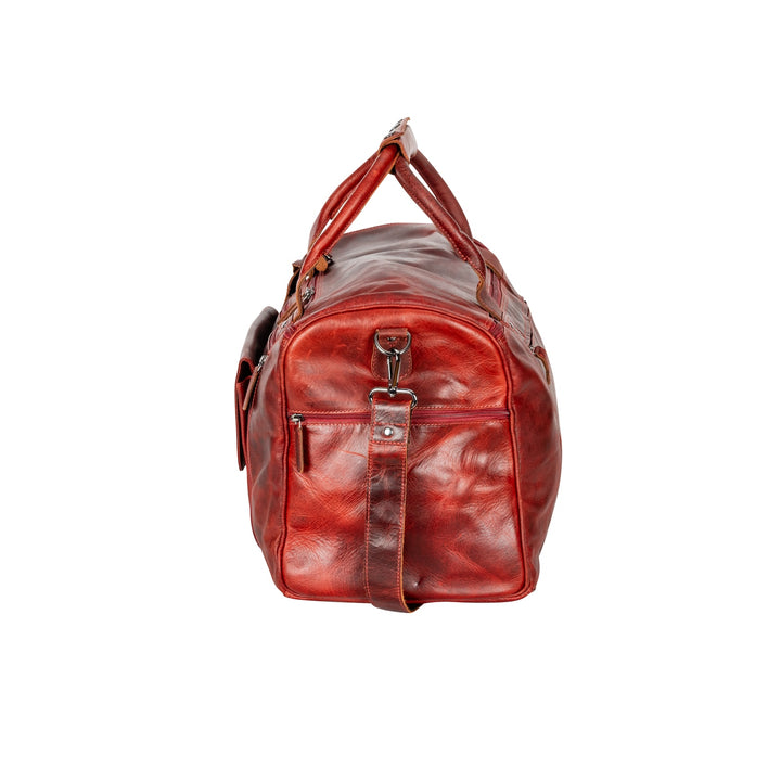 Leather Travel Bag Large - Casual Vintage Look Cherry - Greenwood Leather