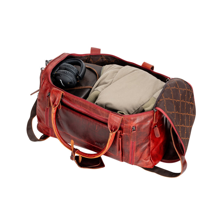 Leather Travel Bag Large - Casual Vintage Look Cherry - Greenwood Leather