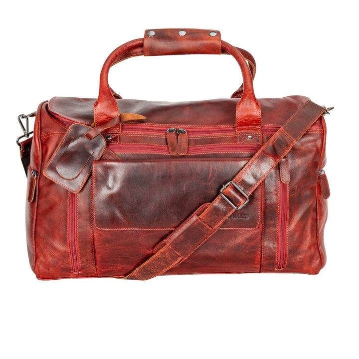 Leather Travel Bag Large - Casual Vintage Look Cherry - Greenwood Leather