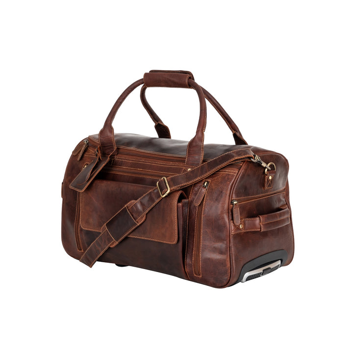 Greenwood “Pathfinder” Leather Wheeled Duffel/Travel Bag– Sandal - Greenwood Leather