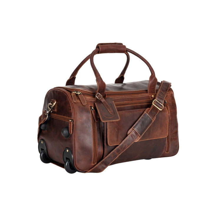Greenwood “Pathfinder” Leather Wheeled Duffel/Travel Bag– Sandal - Greenwood Leather