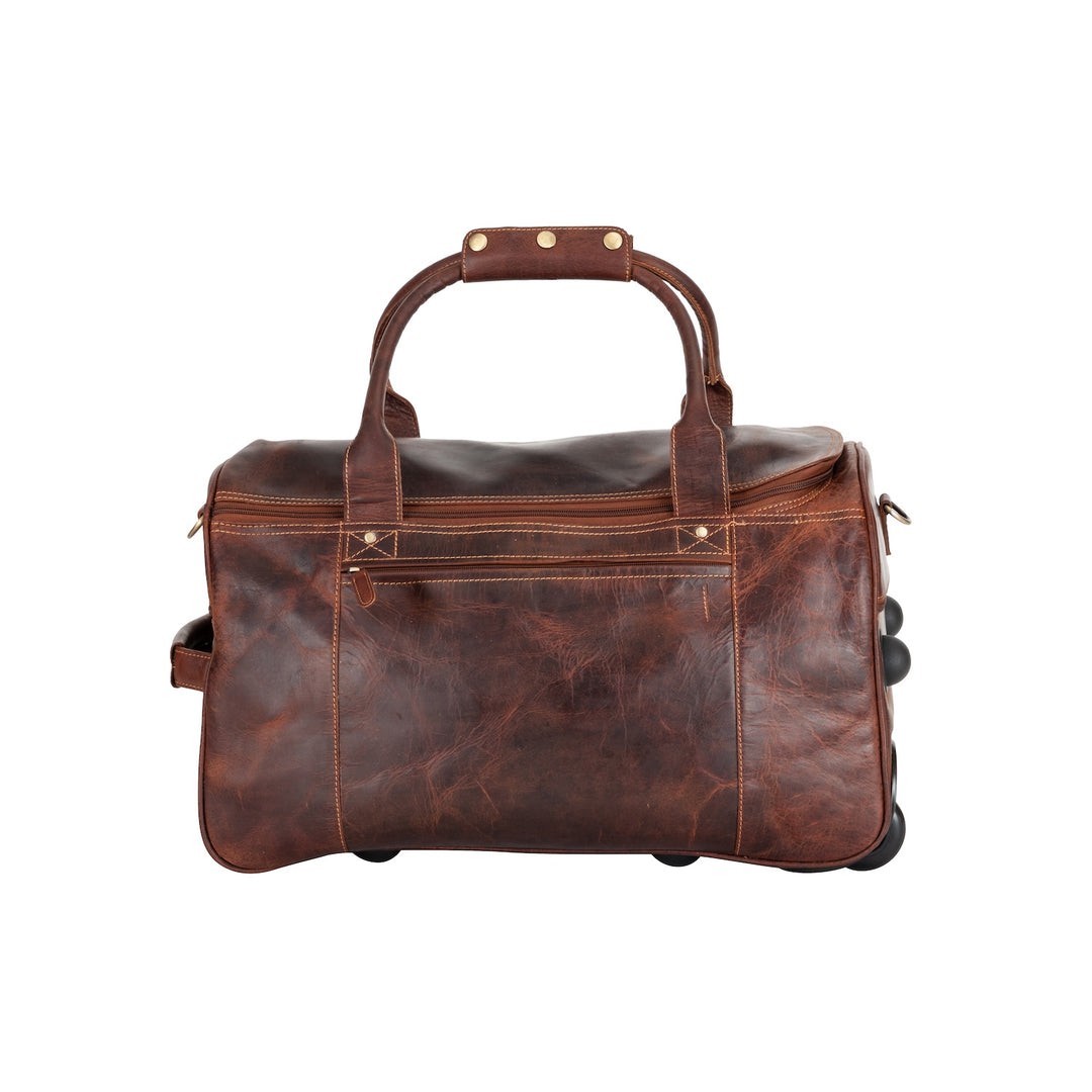 Greenwood “Pathfinder” Leather Wheeled Duffel/Travel Bag– Sandal - Greenwood Leather
