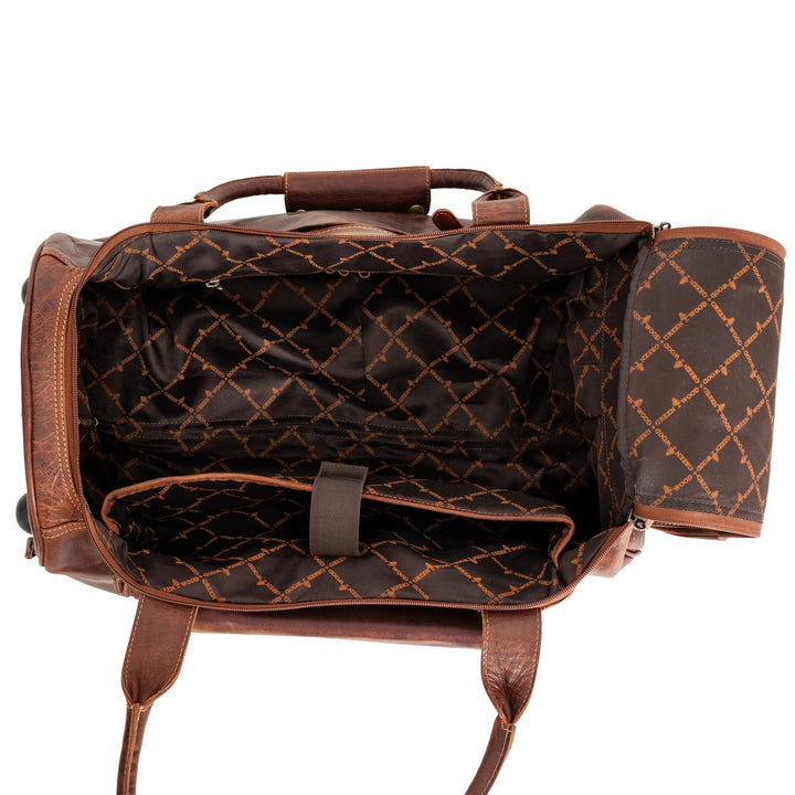 Greenwood “Pathfinder” Leather Wheeled Duffel/Travel Bag– Sandal - Greenwood Leather